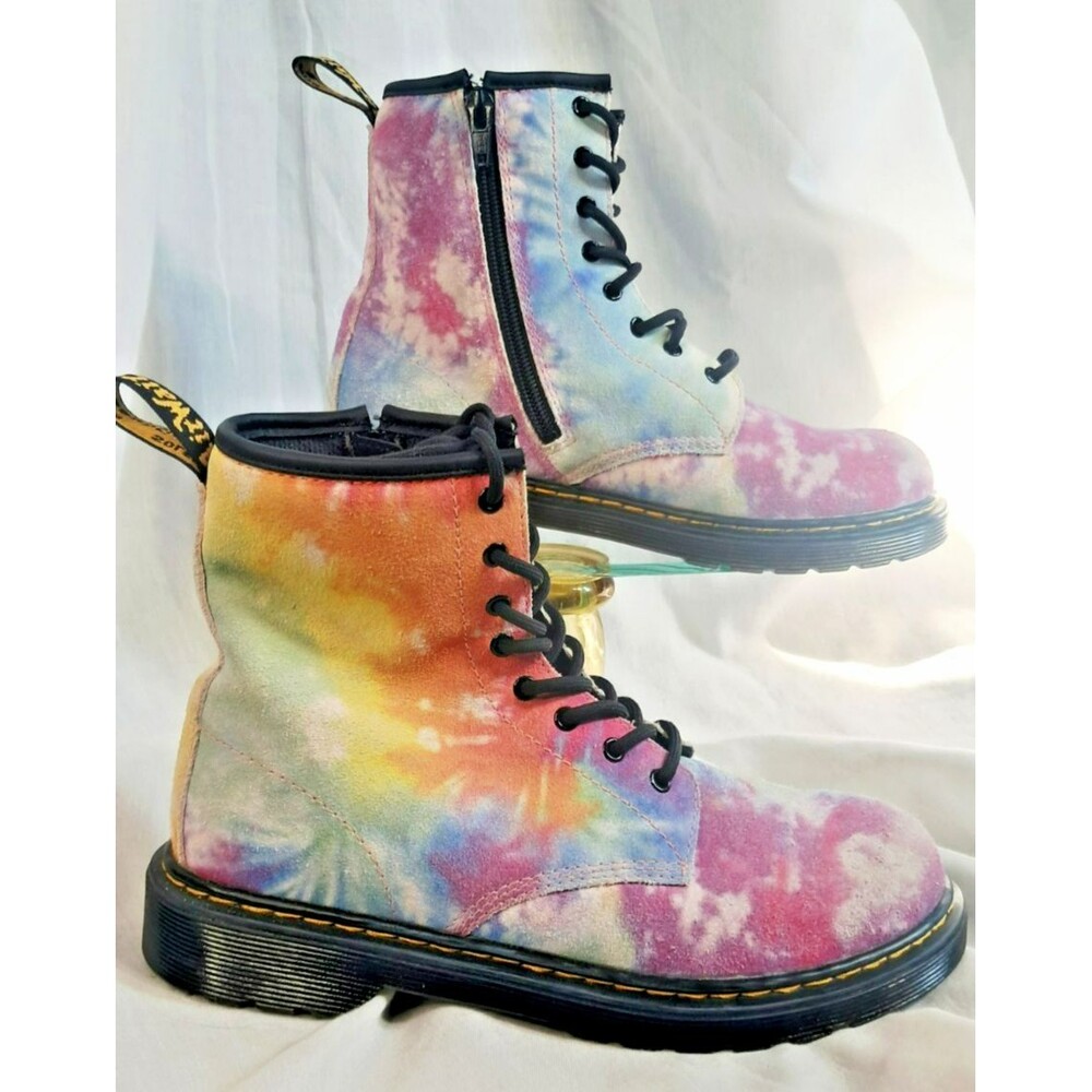 Dr Martens 1460 Pascal J Pink Tie Dye Lace Up Boots Suede 6 Womens 4UK
